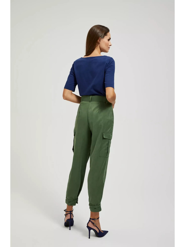 Moodo Moodo khaki cargo nadrág szűkített szárral