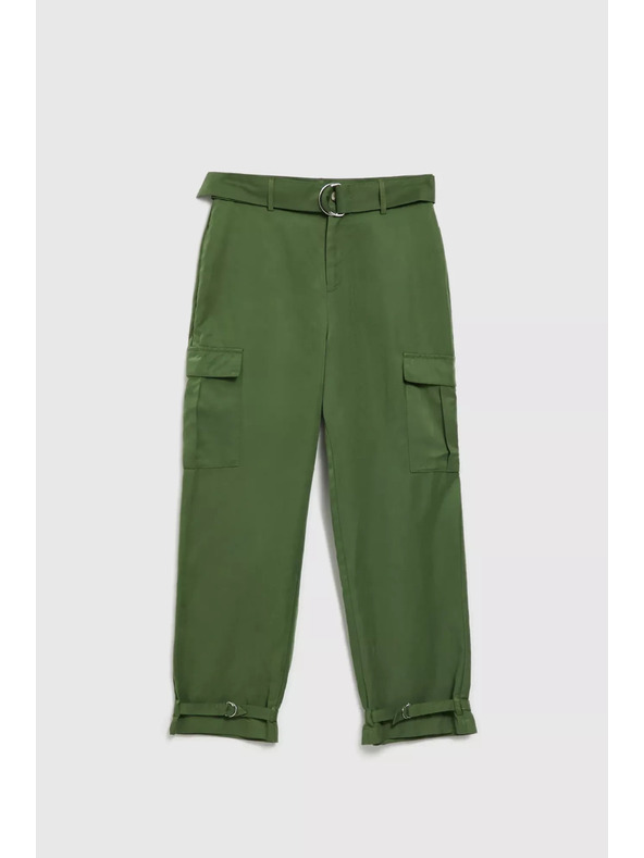 Moodo Moodo khaki cargo nadrág szűkített szárral