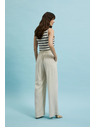 Moodo Moodo lenvászon bő szárú nadrág bézs színben