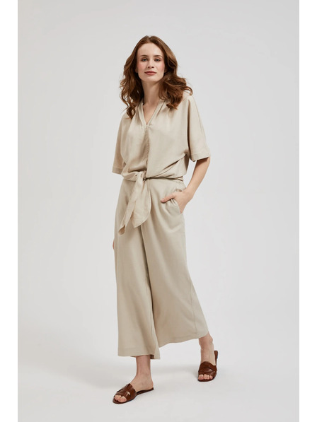 Moodo Moodo lenvászon nadrágszoknya bézs színben