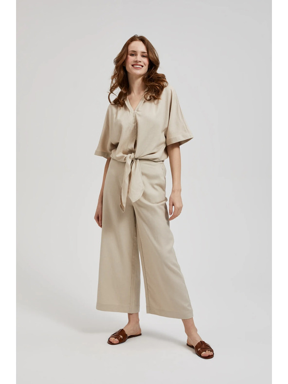 Moodo Moodo lenvászon nadrágszoknya bézs színben