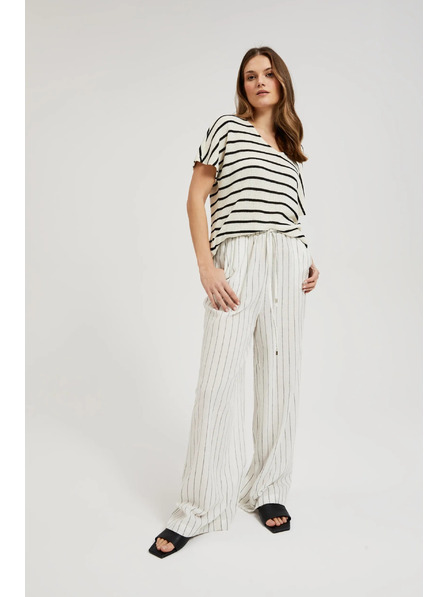 Moodo Fehér csíkos len nadrág Moodo