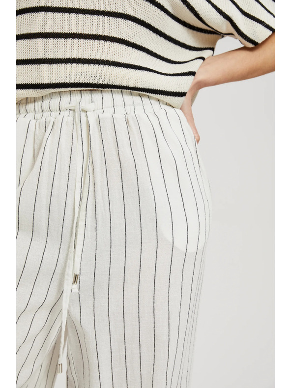 Moodo Fehér csíkos len nadrág Moodo