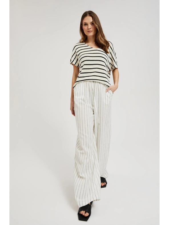 Moodo Fehér csíkos len nadrág Moodo
