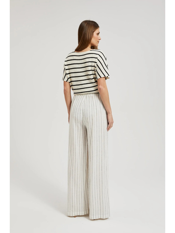 Moodo Fehér csíkos len nadrág Moodo