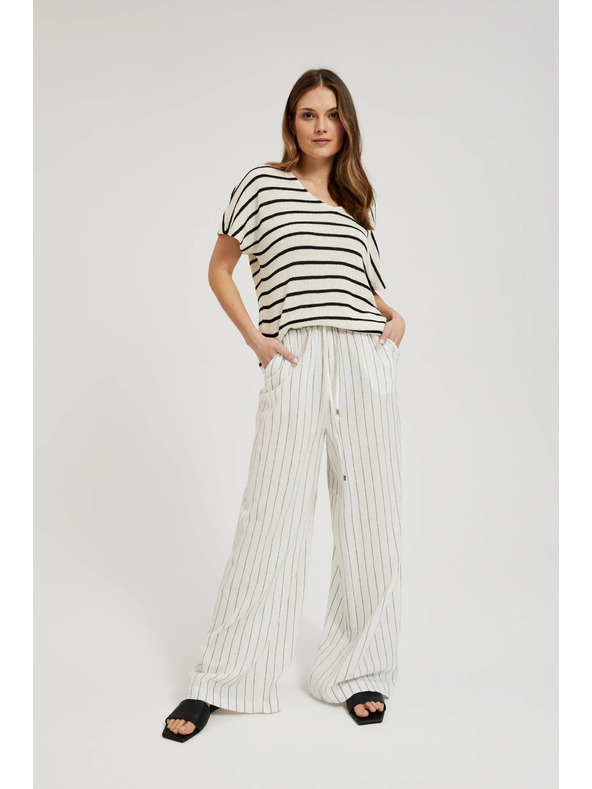 Moodo Fehér csíkos len nadrág Moodo