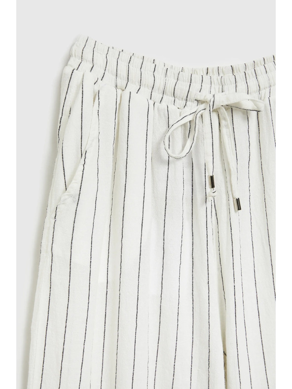 Moodo Fehér csíkos len nadrág Moodo