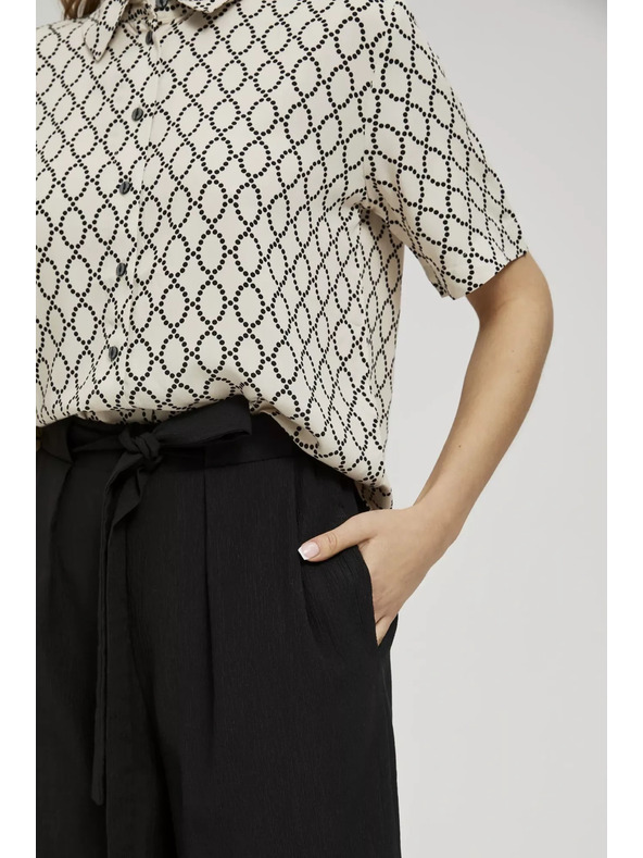 Moodo Sima fekete széles szárú nadrág övvel Moodo