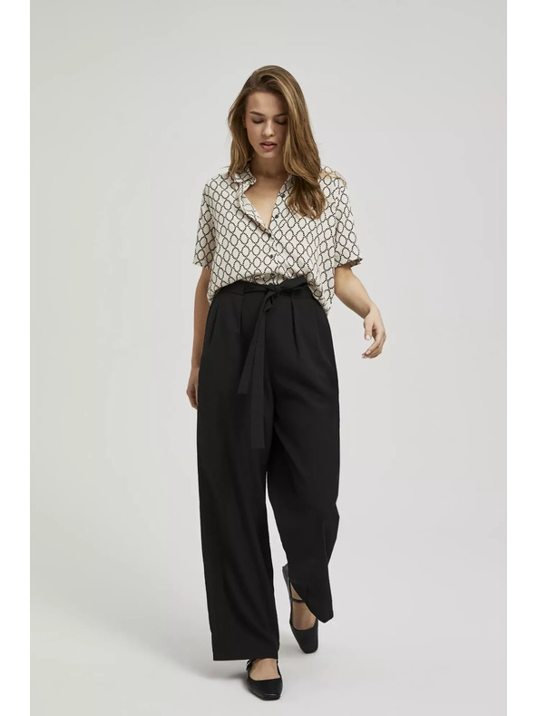 Moodo Sima fekete széles szárú nadrág övvel Moodo