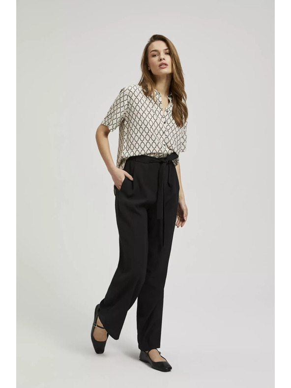 Moodo Sima fekete széles szárú nadrág övvel Moodo