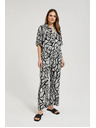Moodo Fekete-fehér viszkóz egyenes szárú nadrág Moodo
