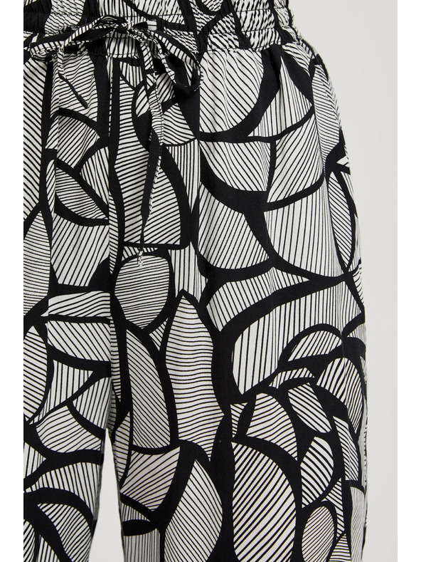 Moodo Fekete-fehér viszkóz egyenes szárú nadrág Moodo