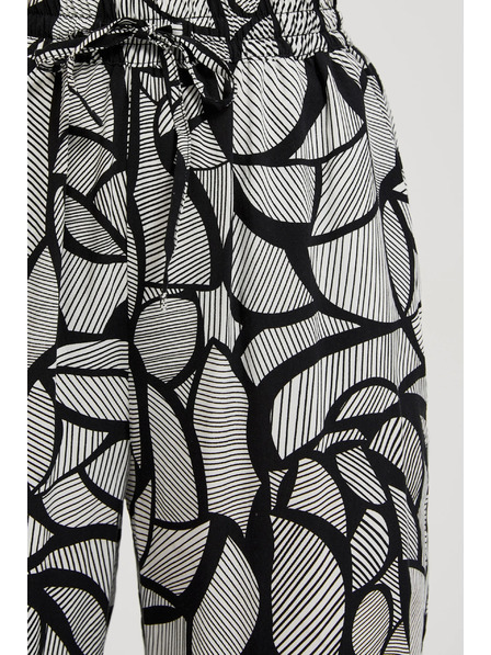 Moodo Fekete-fehér viszkóz egyenes szárú nadrág Moodo