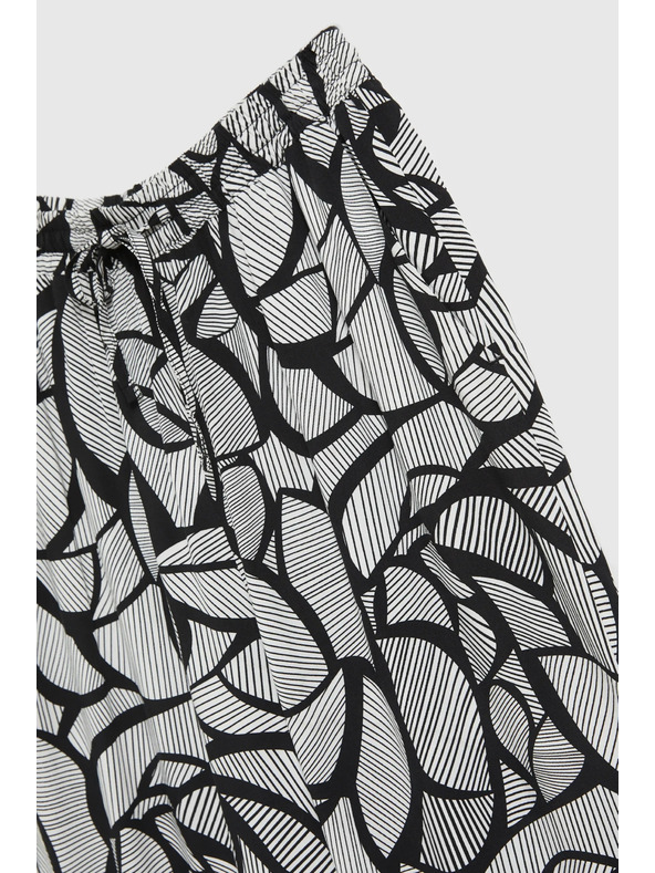 Moodo Fekete-fehér viszkóz egyenes szárú nadrág Moodo