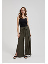 Moodo Olívazöld nadrág széles szárral és gumis derékkal Moodo