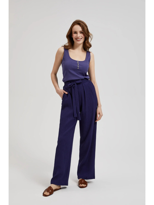 Moodo Lila nadrág széles szárral és övvel Moodo