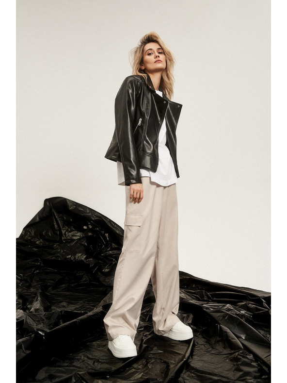 Moodo Bézs cargo nadrág egyenes szárral Moodo