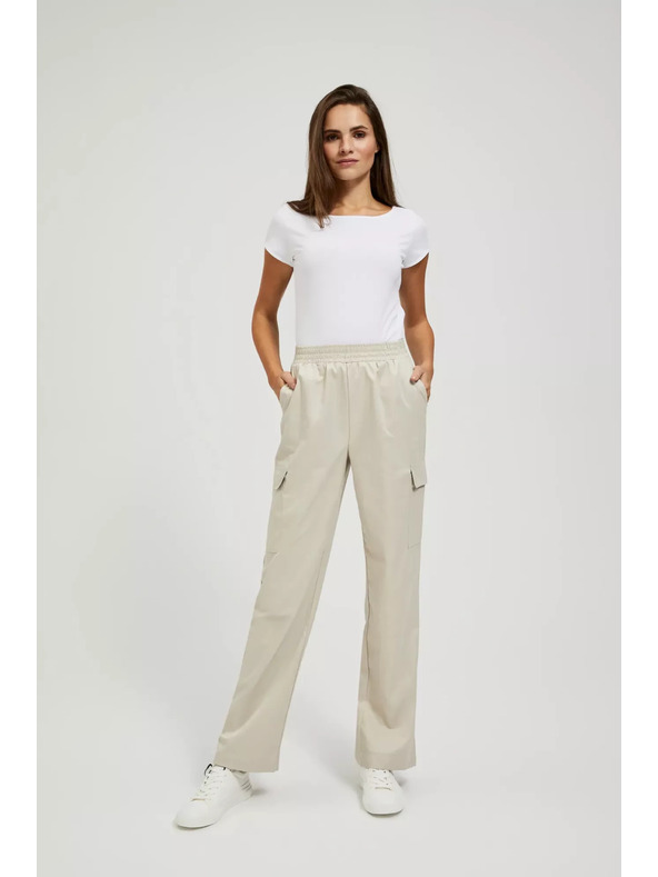 Moodo Bézs cargo nadrág egyenes szárral Moodo