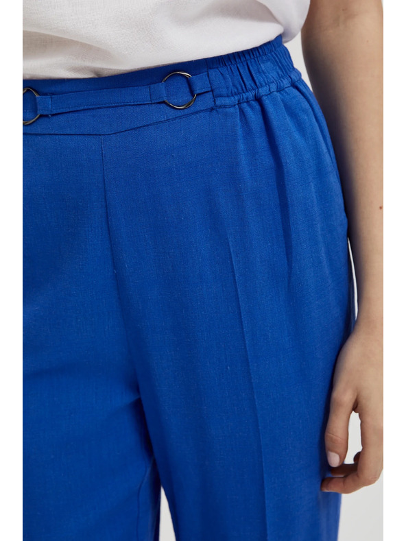 Moodo Kék len nadrág szegett szárral Moodo