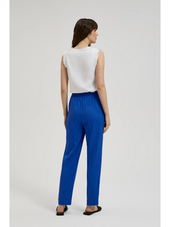 Moodo Kék len nadrág szegett szárral Moodo