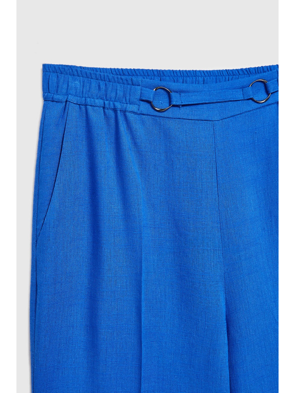 Moodo Kék len nadrág szegett szárral Moodo