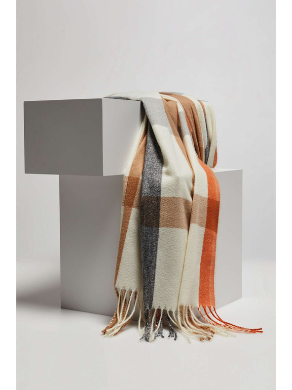 Moodo Narancssárga kockás sál rojtokkal Moodo