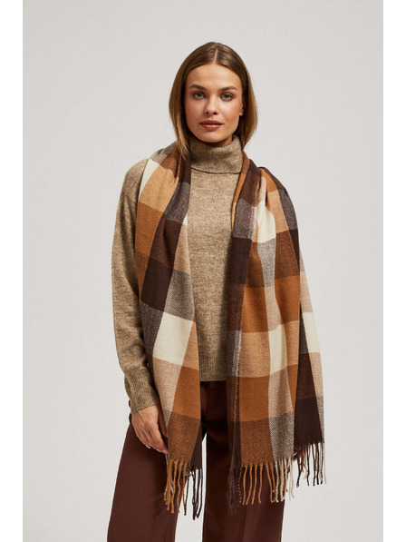 Moodo Elegáns kockás barna kendő Moodo