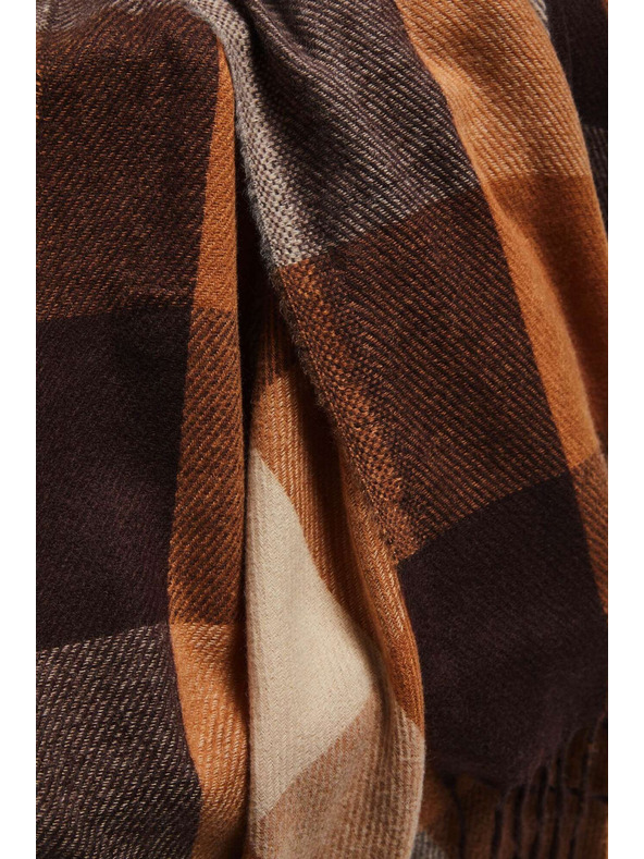 Moodo Elegáns kockás barna kendő Moodo