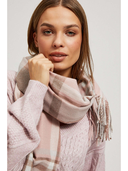 Moodo Púder rózsaszín kockás sál rojtokkal Moodo