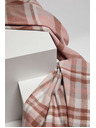 Moodo Púder rózsaszín kockás sál rojtokkal Moodo