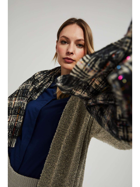 Moodo Fekete kockás sál metál szállal Moodo