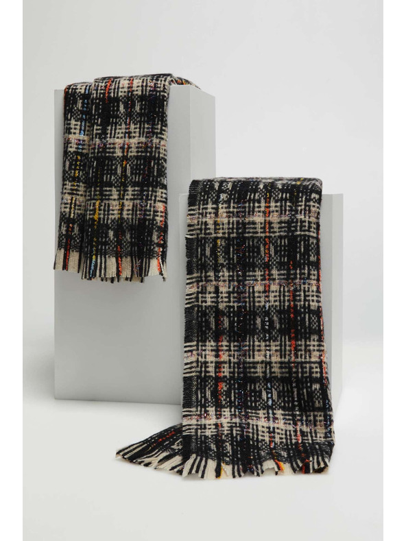 Moodo Fekete kockás sál metál szállal Moodo