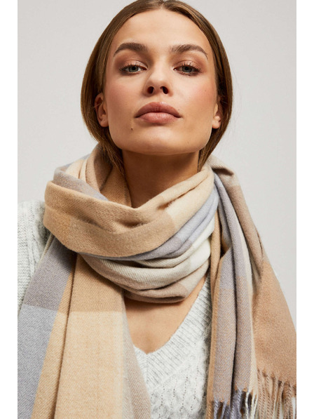 Moodo Sötét bézs rojtos kockás sál Moodo