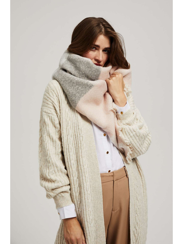 Moodo Púder rózsaszín rojtos kockás sál Moodo