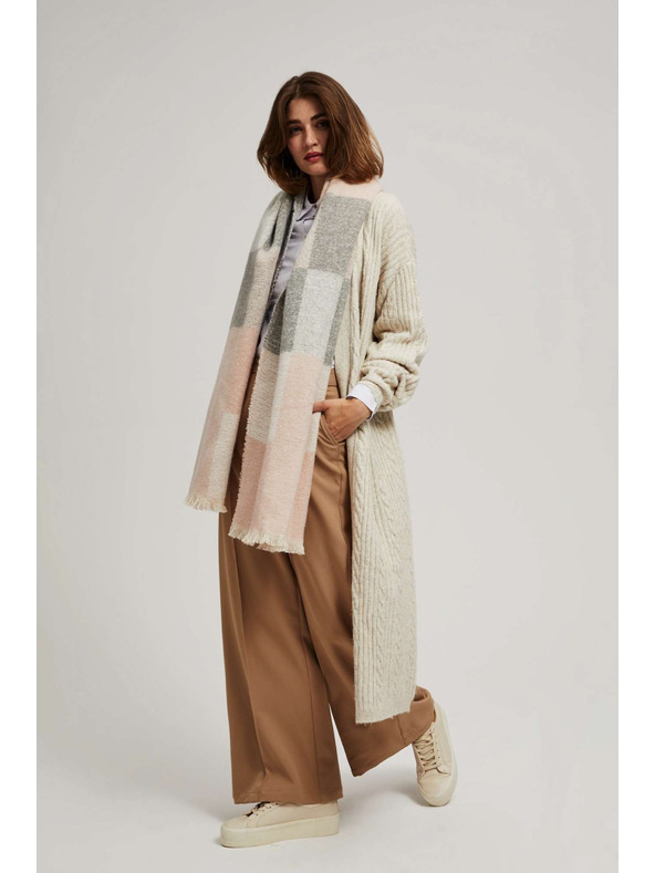 Moodo Púder rózsaszín rojtos kockás sál Moodo