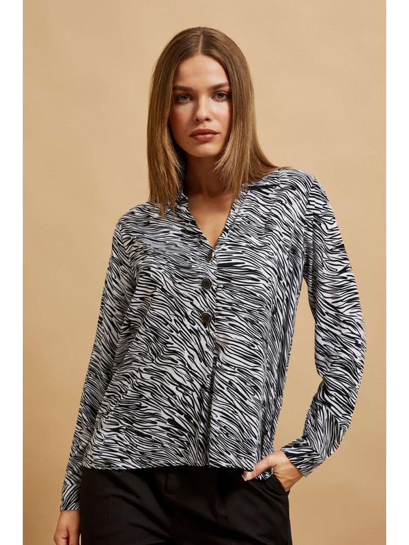 Moodo V-nyakú ing fekete-fehér Moodo