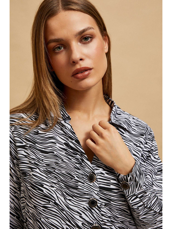 Moodo V-nyakú ing fekete-fehér Moodo