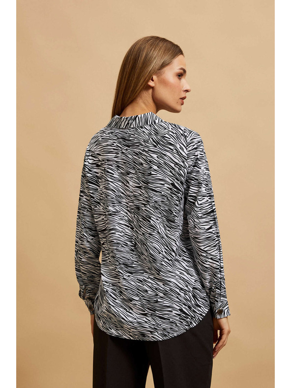 Moodo V-nyakú ing fekete-fehér Moodo