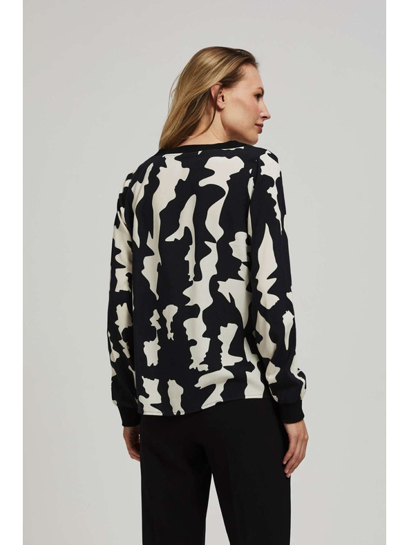 Moodo Mintás V-nyakú ing fekete Moodo