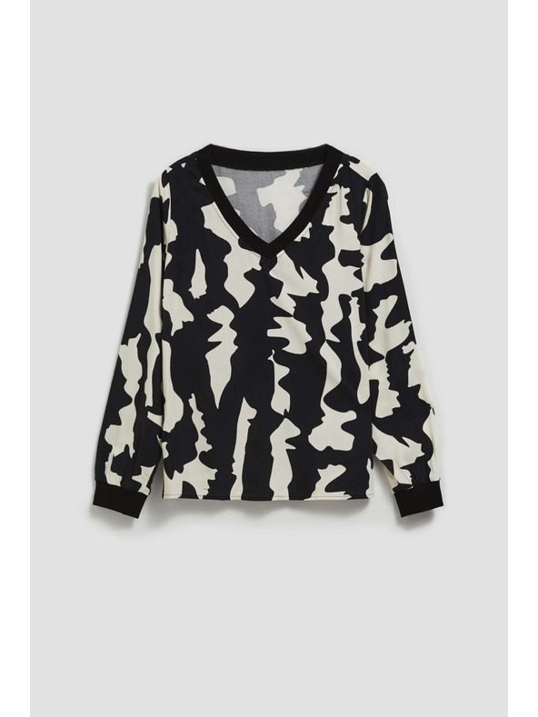 Moodo Mintás V-nyakú ing fekete Moodo