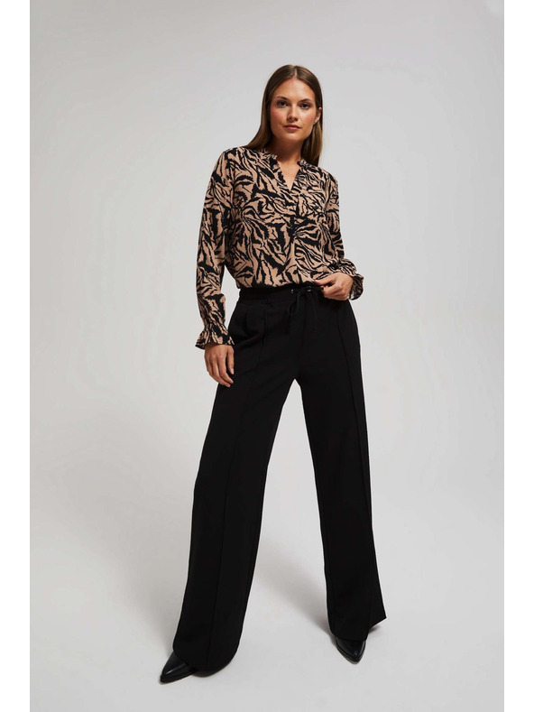 Moodo Mintás V-nyakú ing sötét bézs Moodo