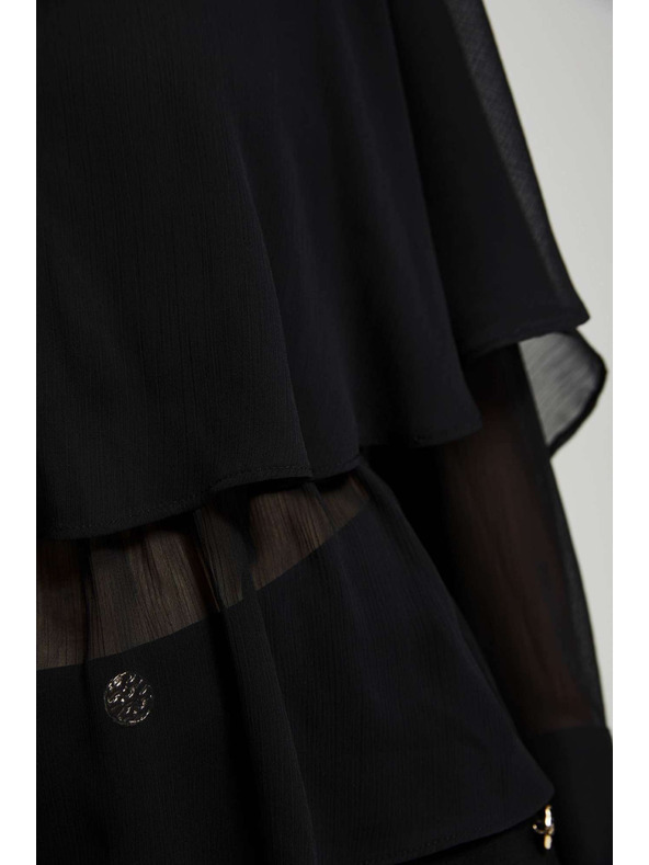 Moodo V-nyakú, fodros ing fekete Moodo