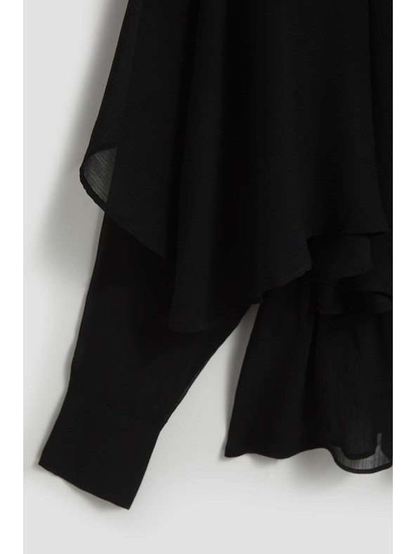 Moodo V-nyakú, fodros ing fekete Moodo