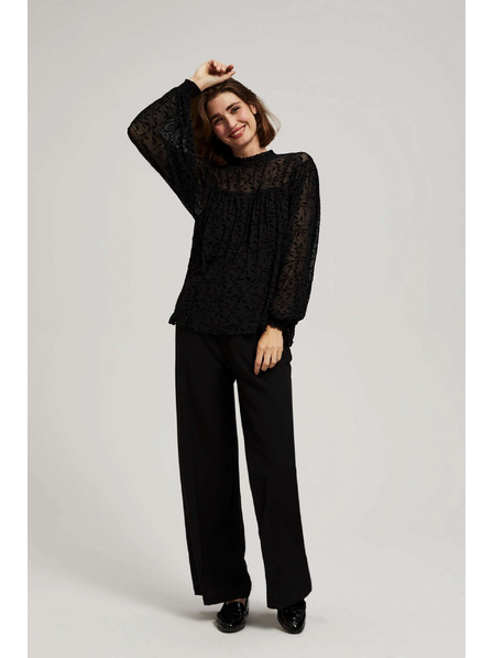 Moodo Moodo fekete póló fodros ujjakkal