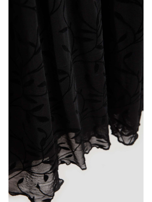 Moodo Moodo fekete póló fodros ujjakkal