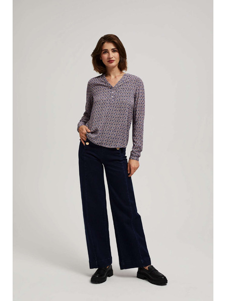 Moodo Világoskék V-nyakú mintás ing Moodo