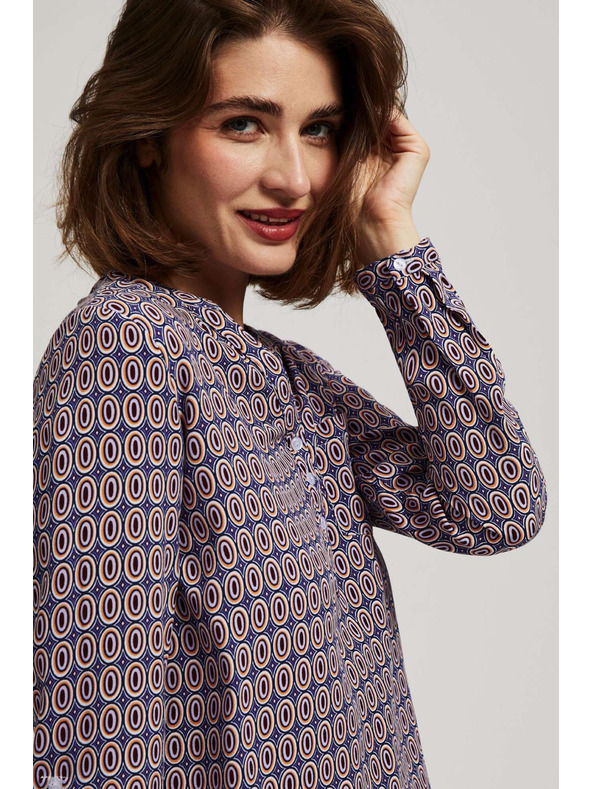 Moodo Világoskék V-nyakú mintás ing Moodo