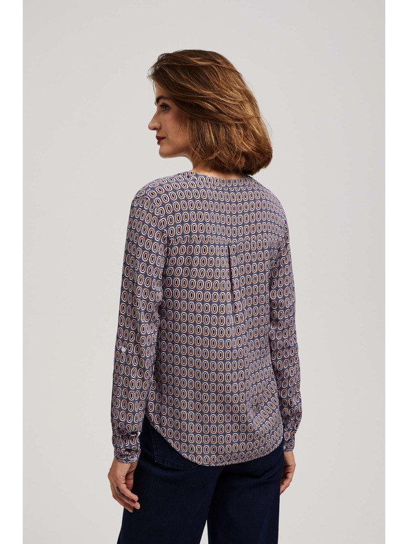 Moodo Világoskék V-nyakú mintás ing Moodo