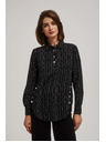 Moodo Fekete blúz díszgombokkal és finom mintával Moodo