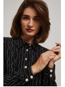 Moodo Fekete blúz díszgombokkal és finom mintával Moodo